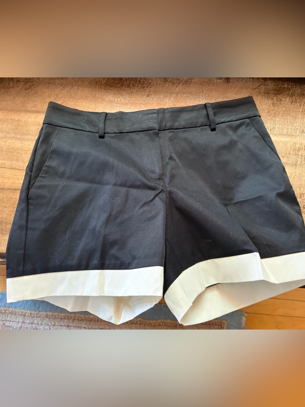 Ann Taylor Black Shorts with White Cuffs